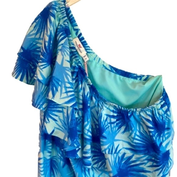 Vineyard Vines One Shoulder Electric Palm Dress Size 4 NWT - Picture 5 of 13